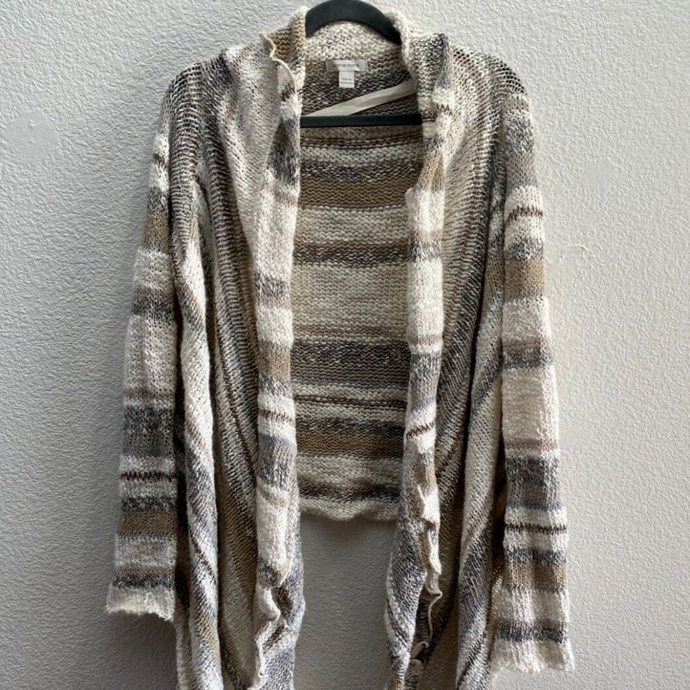 Boston Proper Knit Hi-Lo Flyaway Cardigan Sweater Multi-Color Medium